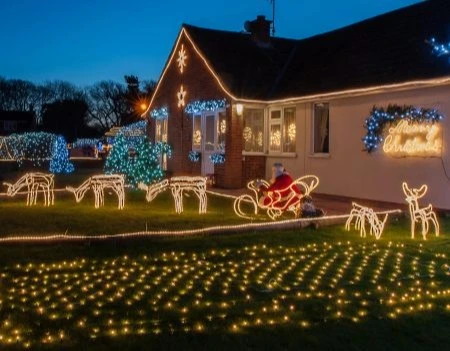 holiday lighting displays installed on home by professionals